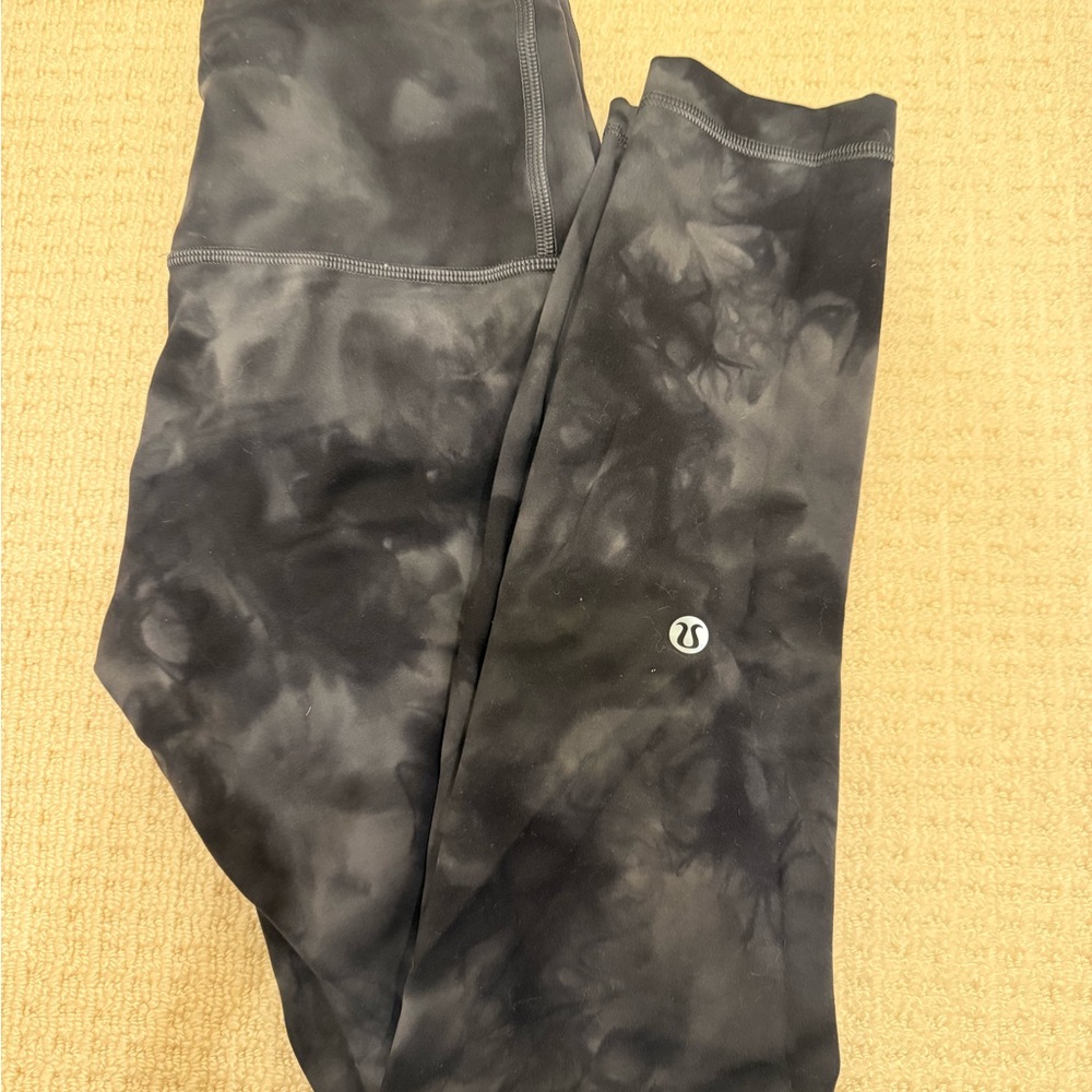 Lululemon Wunder Train Black Tie-Dye Leggings